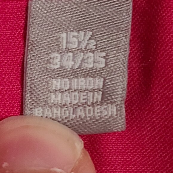 Van Heusen Men's Dress Shirt Fitted Lux Sateen Button Down Collar Hot Pink 15.5 - Picture 7 of 12